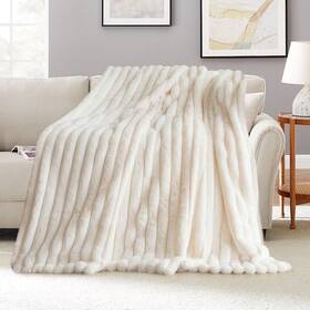 360gsm Mfx 980200061097 Fleece Throw Blanket For Couch Sofa Soft Warm Fluffy Striped Blankets