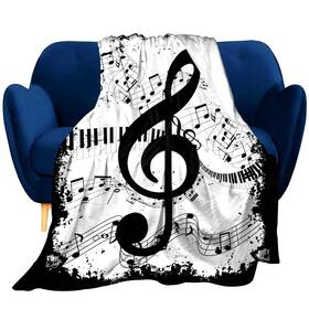 Mibddk 665878869649 Abstract Music Note With Piano Blanket Flannel Fleece Throw Blankets For Sofa