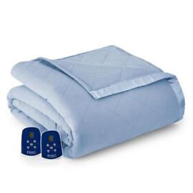 Micro Flannel Electric Heated Comforter Queen-size Polyester In Wedgewood