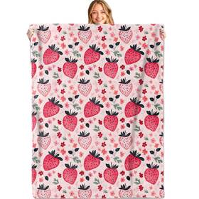 456gybh241 Miepos Strawberry Throw Blanket 50x60in Soft Lightweight Flannel Sweet Fruit