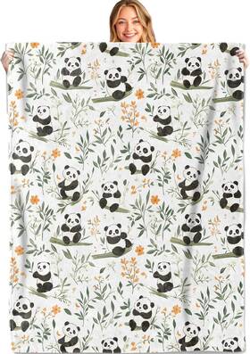Sdfghjk493ffgg Miepos Panda And Bamboo Throw Blanket 50x60in Soft Lightweight Flannel Floral Nature Bl