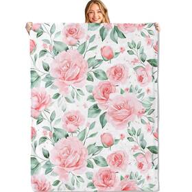 Sdfghjk526ffgg Miepos Elegant Floral Throw Blanket 60x80in Soft Lightweight Flannel Pink Rose Flowe