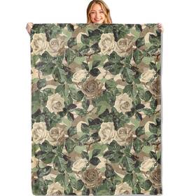 Ytheg5b83cv Miepos Camo Floral Rose Throw Blanket 60x80in Soft Lightweight Flannel Green Brown F