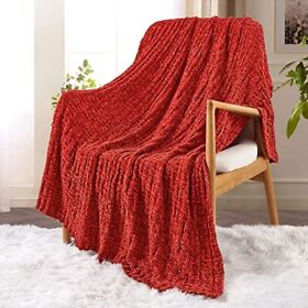 Milvowoc Fluffy Chenille Knitted Throw Blanket 50 X 60 Inch Impressive