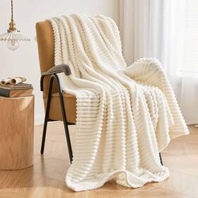 608004 Miulee Fleece Throw Blanket With Stripe Pattern For Couch Super Soft Fuzzy Fl