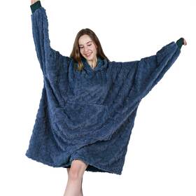 Mizzeo 631851857620 Oversized Microfiber Wearable Blanket Hoodie For Adults - Navy