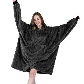 Mizzeo 631851857651 Cozy Oversized Microfiber Wearable Blanket Hoodie For Adults - Grey