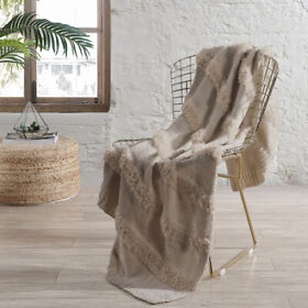 5aryfrte-bge-st Modern Threads Acrylic Fur Throw 50 X 60inch Farrah Beige