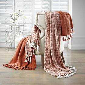 5ctntrwm-ivb-st Modern Threads 2 Pack 100% Cotton Throws Monacco Brick