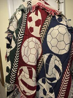 Mohawk Home 046249224449 Woven Jacquard Throw Soccer Balls 100% Cotton Made Usa New Nip Vtg