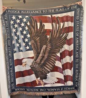 Mohawk Home 799928171410 Bald Eagle Flying Usa Patriotic American Us Flag Knit Blanket 56 X 48