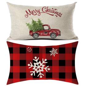 Bxbq20191125002 Morneve Lumbar Pillow Cover Farmhouse Home Decor Throw Case Buffalo Check Plai
