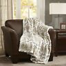 Mps50-056 Madison Park Luxury Faux Fur Snow Leopard Brown Cream Inch