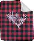 Mww Throw Blanket Red Plaid Pine Cone Cotton Fleece 50 X 60 Made In The Usa 725734885975