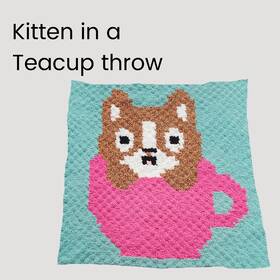 My Fingers Fly 794677787271 Kitten In A Teacup Throw Blanket Handmade Crochet