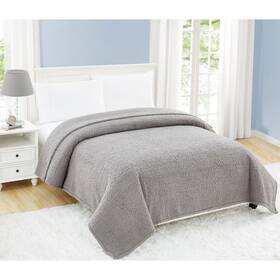 My World 783048162472 Cloud Sherpa Blanket Grey Polyester 1-piece Twin Xl Solid T