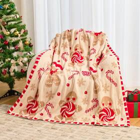 Nahjiiem 694743443455 Gingerbread Christmas Throw Blanket Soft Knit Home Decor