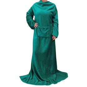 K3000-emgreen Napa Sleeved Super Soft Fleece Oversized Blanket Pocket Tops Warm Wrap Green