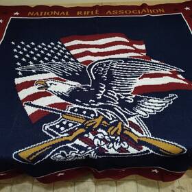 Rn-75831 National Large Nra Rifle Association Afghan Throw Blanket Knitted 45 Inch By