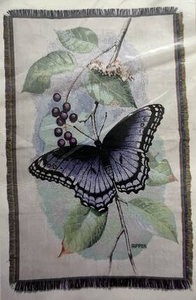 National Wildlife Federation 752203003011 Butterfly Fringed Tapestry Throw Blanket Acrylic
