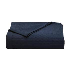 216082 Nautica Baird Navy Solid Cotton King Knitted Blanket