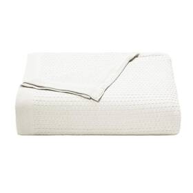 216088 Nautica Baird White Solid Cotton King Knitted Blanket