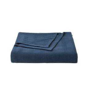 Ushsee1171164 Nautica Rope Stripe 1-piece Navy Blue Cotton King Blanket