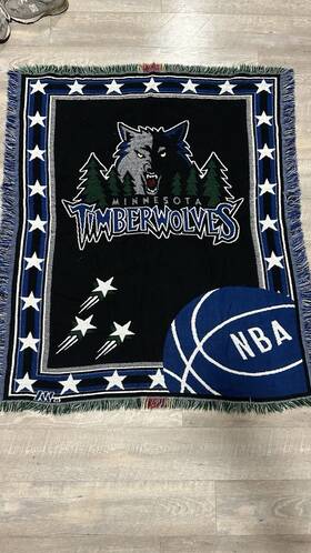 Rhlw-011 Nba Vintage Minnesota Timberwolves Rare Throw Blanket