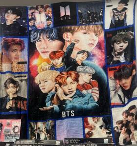 X002zahbht Nelton 6pcs Bts Blue Collage Kpop Music Flannel Blanket/throw Size 50 Inch X 60