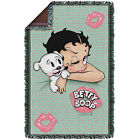 New Betty Boop And Pudgy Goodnight Kiss Hand-printed Soft Woven Throw Blanket 841110173549