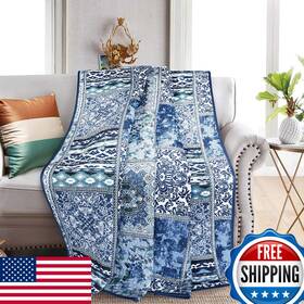 B07kr47wgx Newlake Quilted Throw Blanket For Bed Couch Sofa Blue Classic Bohemian 60x78