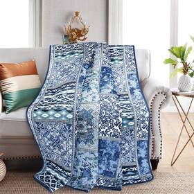 Nl-qc-fuguxingkong-6078 Newlake Quilted Throw Blanket For Bed Couch Sofa Blue Classic Bohemian 60x78 Inch