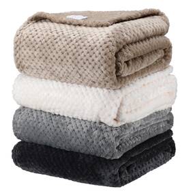 Newwiee-throws-1369 Newwiee 4 Pcs Flannel Throw Blanket Textured Soft 50x60 Inch Neutral Color