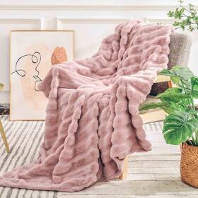 Blk22001-smk-050-060-1 Nexhome Pro Faux Fur Throw Blanket Pink Luxury Soft Decorative Cozy Plush Long Shaggy Fl