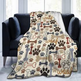 Hekf94nfazw8z-555139153 Ngzhyad Dog Paws And Bones Print Throw Blanket Flannel Fleece Blankets Soft Plush For
