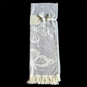 3544cs Nicole Miller Artelier Gray Ivory Butterfly Chenille Throw Blanket 50x70 Inch Fringe