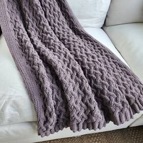 Awt909-300-os Nicole Miller Artelier 55 Inch X 45 Brown Taupe Cable Knit Throw Chunky Crochet