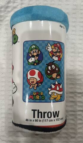 Nintendo 073558814573 Super Mario Blue Fleece Throw Blanket 46 In X 60 Product New