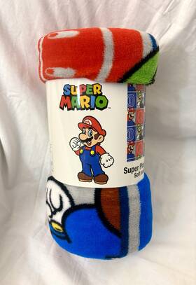 Nintendo 073558881704 Super Mario Bros. Check Mates Throw Blanket 46 Inch X 60 Fade And Wrinkle Resistant
