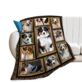Nopenta 067364994119 Australian Shepherd Blanket Dog Throw Animal Fuzzy Plush Ultr