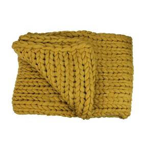 32913595 Northlight Golden Mustard Cable Knit Plush Throw Blanket 50 X 60