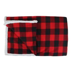 33530852 Northlight Black Red Bufalo Plaid Christmas Throw Cover Sherpa Backing 52 Inch X 60