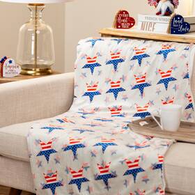 36220572 Northlight Stars With Stripes Patriotic Cotton Throw Blanket - 50 Inch X 60