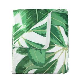 Northlight Seasonal 191296145671 50 Inch X 60 White And Green Tropical Leaves Plush Fleece Throw Blanket