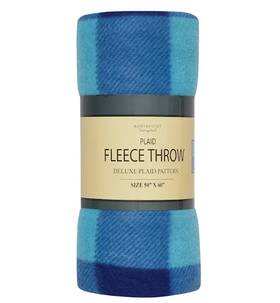 Northpoint 841278155227 Fleece Throw Blanket Blue Plaid 50 Inch X60 Lightweight And Warm New