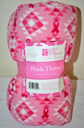 Northpoint 841278185590 New Breast Cancer Plush Throw By 50 Inch X 60 White / Pink Ribbons