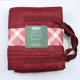 Wh71699 Northpoint Quilted Outdoor Blanket 50x60 Maroon Plaid Water-resistant Picnic New