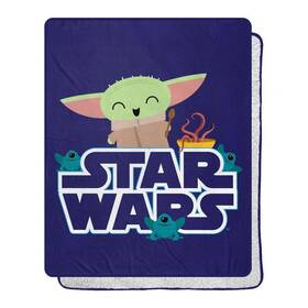 Northwest 190604292762 Star Wars Mandalorian Snack Is The Way Silk Touch Sherpa Throw Blanket 40 Inch X50