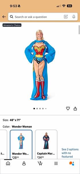 1wwm111000001ret Northwest Dc Comics Wonder Woman Adult Silk Touch Comfy Throw Blanket With Sleeves