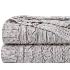 200407blanket-silver Ntbay 100% Pure Cotton Cable Knit Throw Blanket Super Soft Warm 51x67 Knitte